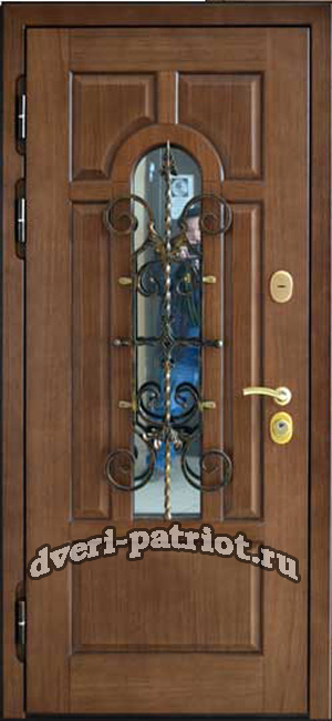 дверь со стеклопакетом и ковкой